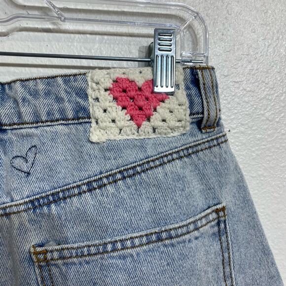 Barbie x Forever 21 Denim Flower Cut Off Jean Shorts Sz 26 - Picture 12 of 16